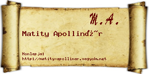 Matity Apollinár névjegykártya